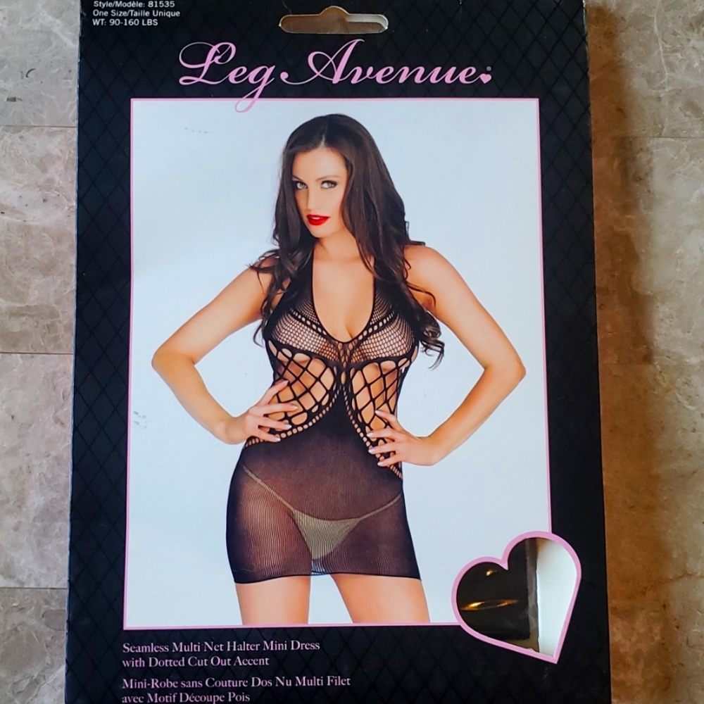 Seamless Multi Net Halter Mini Dress